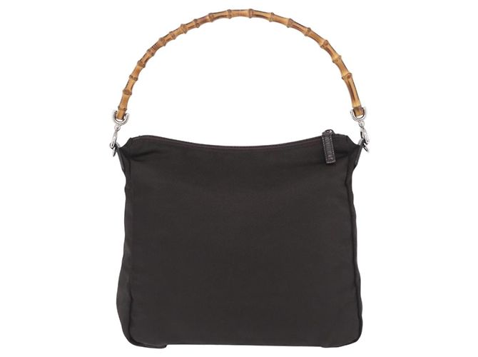 Borsa a mano GUCCI Bamboo Nylon Khaki Silver 000 0509 Auth ka5767 Argento Cachi - vista 2