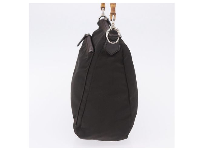 Borsa a mano GUCCI Bamboo Nylon Khaki Silver 000 0509 Auth ka5767 Argento Cachi - vista 3
