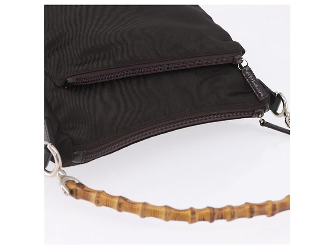 Borsa a mano GUCCI Bamboo Nylon Khaki Silver 000 0509 Auth ka5767 Argento Cachi - vista 6