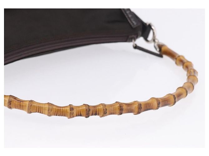 Borsa a mano GUCCI Bamboo Nylon Khaki Silver 000 0509 Auth ka5767 Argento Cachi - vista 7
