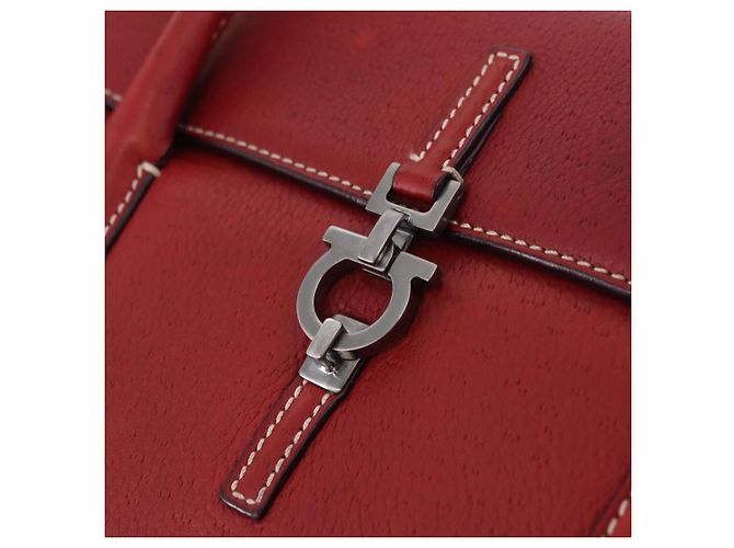 Borsa Salvatore Ferragamo Gancini in pelle rossa e argento Auth 196333 Rosso - vista 18