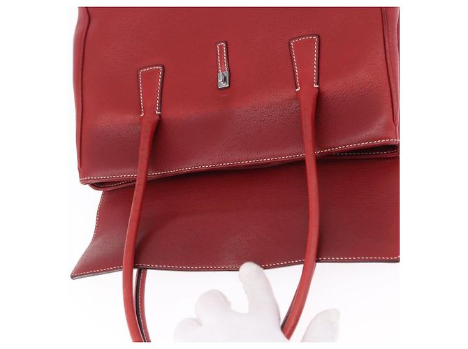 Borsa Salvatore Ferragamo Gancini in pelle rossa e argento Auth 196333 Rosso - vista 19
