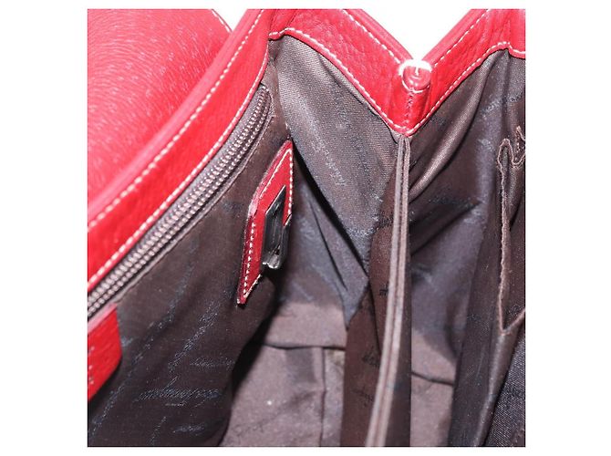 Borsa Salvatore Ferragamo Gancini in pelle rossa e argento Auth 196333 Rosso - vista 20