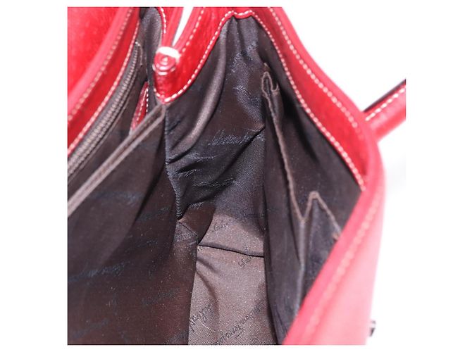 Borsa Salvatore Ferragamo Gancini in pelle rossa e argento Auth 196333 Rosso - vista 23