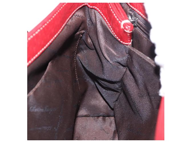 Borsa Salvatore Ferragamo Gancini in pelle rossa e argento Auth 196333 Rosso - vista 24