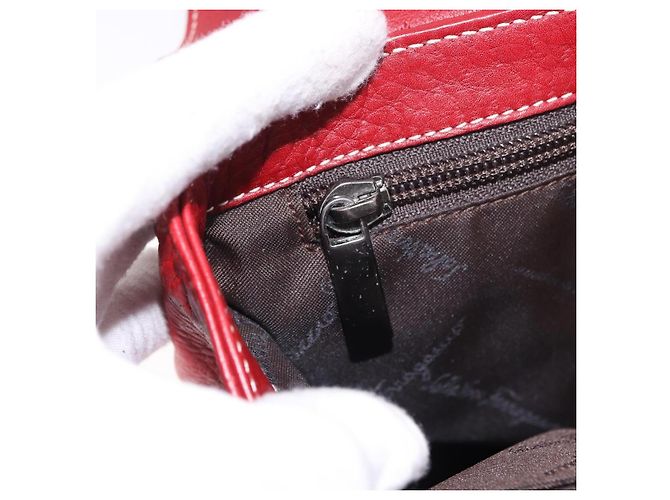 Borsa Salvatore Ferragamo Gancini in pelle rossa e argento Auth 196333 Rosso - vista 25