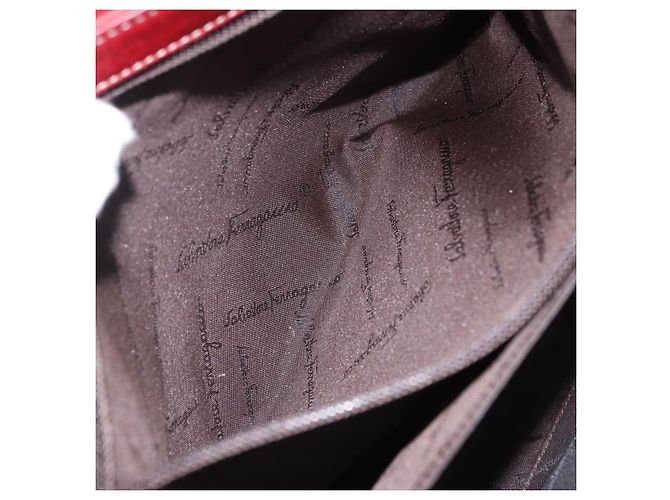 Borsa Salvatore Ferragamo Gancini in pelle rossa e argento Auth 196333 Rosso - vista 26