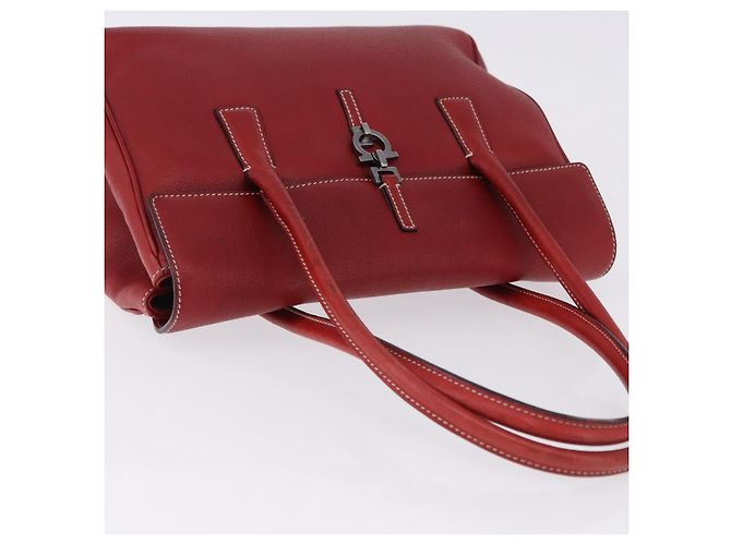 Borsa Salvatore Ferragamo Gancini in pelle rossa e argento Auth 196333 Rosso - vista 8