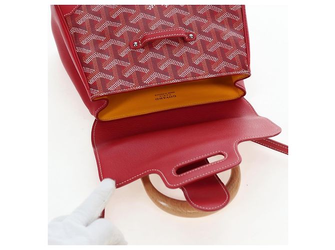 Borsa a mano GOYARD Herringbone Saigon PVC Rossa Auth 196004SM Rosso - vista 20