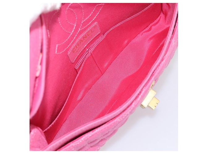 Borsa a tracolla con catena CHANEL 2.55 in jersey di cotone Pink Gold CC Auth 198733M Rosa D'oro - vista 10