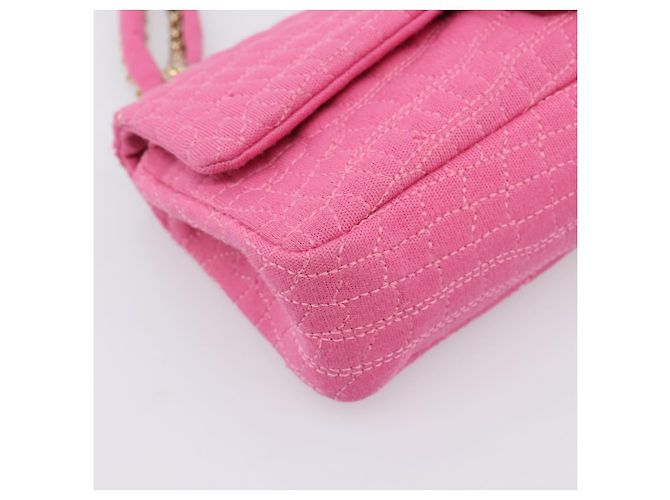 Borsa a tracolla con catena CHANEL 2.55 in jersey di cotone Pink Gold CC Auth 198733M Rosa D'oro - vista 17