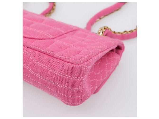 Borsa a tracolla con catena CHANEL 2.55 in jersey di cotone Pink Gold CC Auth 198733M Rosa D'oro - vista 18