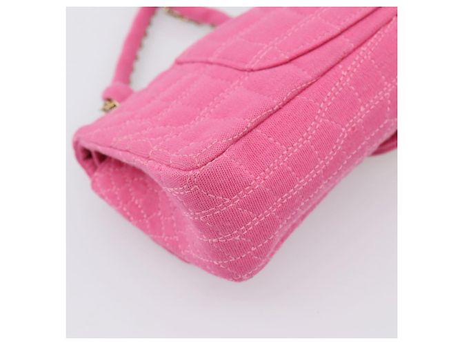 Borsa a tracolla con catena CHANEL 2.55 in jersey di cotone Pink Gold CC Auth 198733M Rosa D'oro - vista 19
