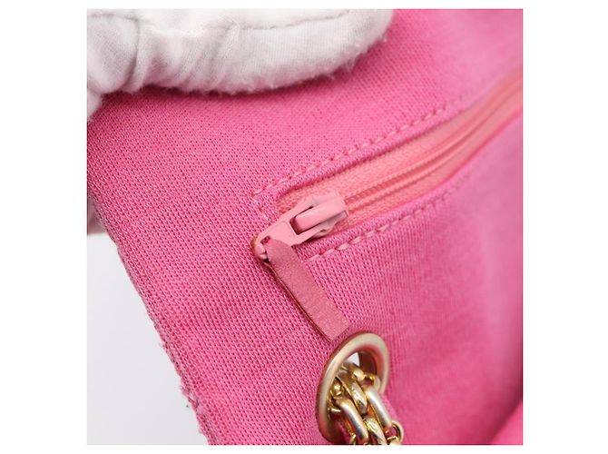 Borsa a tracolla con catena CHANEL 2.55 in jersey di cotone Pink Gold CC Auth 198733M Rosa D'oro - vista 27