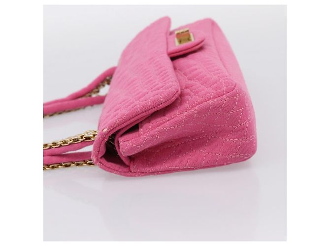 Borsa a tracolla con catena CHANEL 2.55 in jersey di cotone Pink Gold CC Auth 198733M Rosa D'oro - vista 3