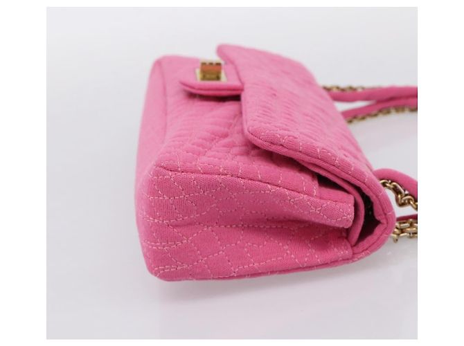 Borsa a tracolla con catena CHANEL 2.55 in jersey di cotone Pink Gold CC Auth 198733M Rosa D'oro - vista 4