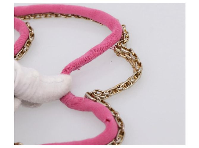 Borsa a tracolla con catena CHANEL 2.55 in jersey di cotone Pink Gold CC Auth 198733M Rosa D'oro - vista 8