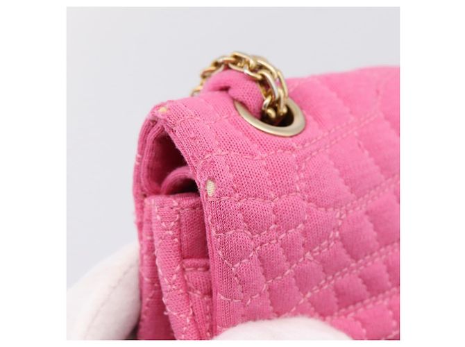 Borsa a tracolla con catena CHANEL 2.55 in jersey di cotone Pink Gold CC Auth 198733M Rosa D'oro - vista 9