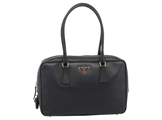 Borsa PRADA Saffiano Black Gold Tone Auth am12372SAM Nero - vista 13