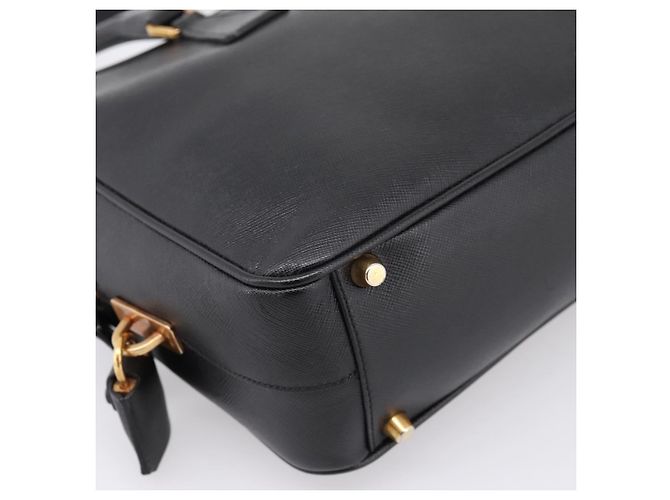 Borsa PRADA Saffiano Black Gold Tone Auth am12372SAM Nero - vista 15