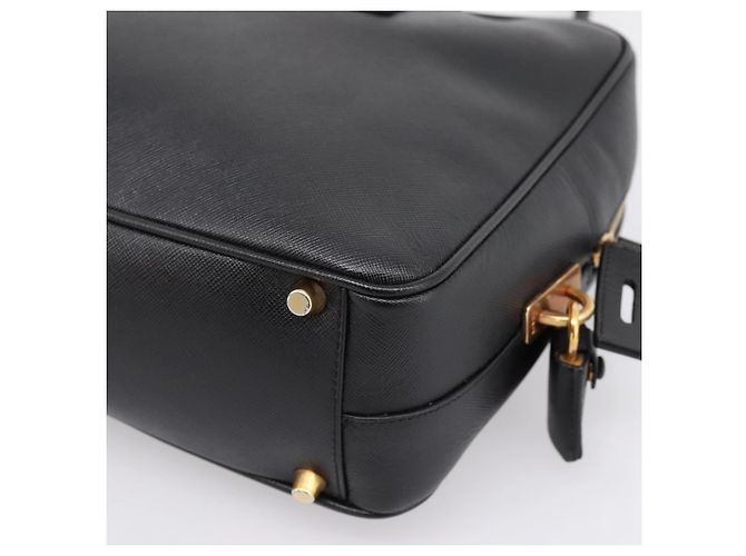 Borsa PRADA Saffiano Black Gold Tone Auth am12372SAM Nero - vista 16