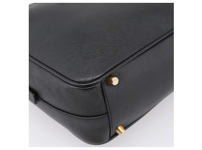 Borsa PRADA Saffiano Black Gold Tone Auth am12372SAM Nero - vista 17