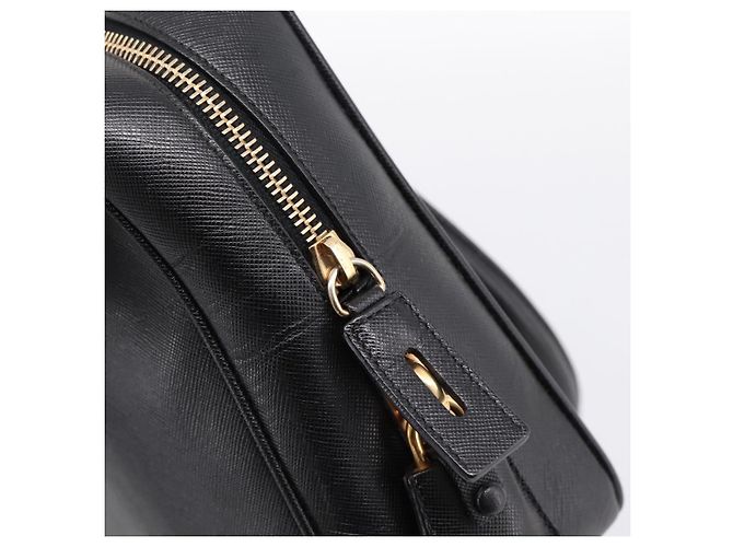 Borsa PRADA Saffiano Black Gold Tone Auth am12372SAM Nero - vista 18