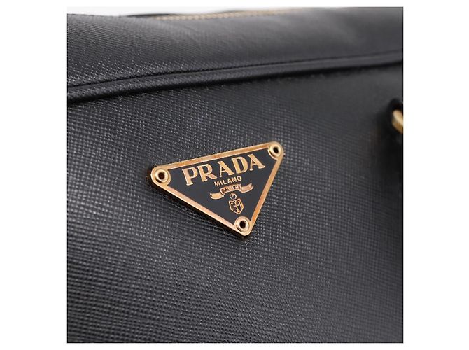 Borsa PRADA Saffiano Black Gold Tone Auth am12372SAM Nero - vista 19