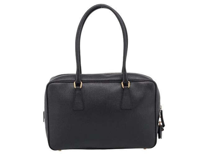 Borsa PRADA Saffiano Black Gold Tone Auth am12372SAM Nero - vista 2