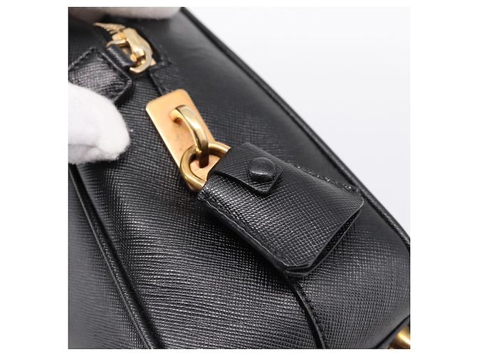 Borsa PRADA Saffiano Black Gold Tone Auth am12372SAM Nero - vista 20