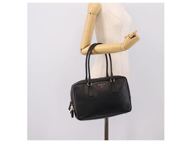 Borsa PRADA Saffiano Black Gold Tone Auth am12372SAM Nero - vista 26