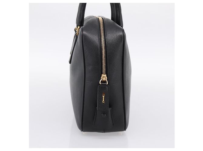 Borsa PRADA Saffiano Black Gold Tone Auth am12372SAM Nero - vista 3