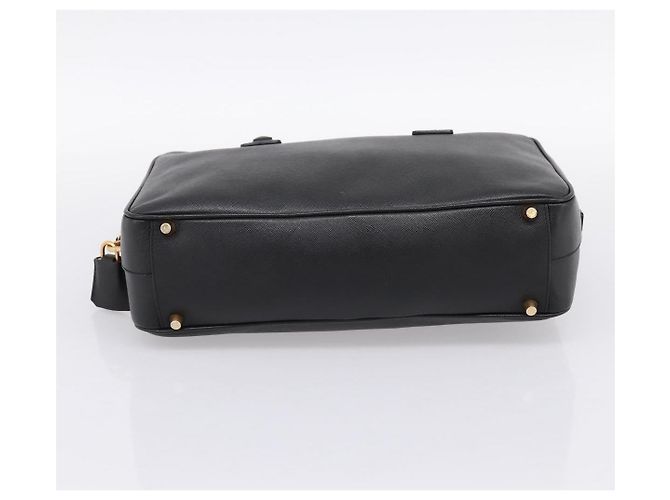 Borsa PRADA Saffiano Black Gold Tone Auth am12372SAM Nero - vista 5