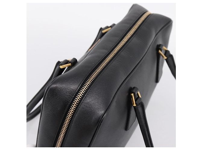 Borsa PRADA Saffiano Black Gold Tone Auth am12372SAM Nero - vista 6