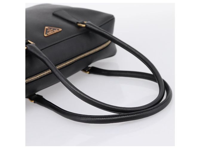Borsa PRADA Saffiano Black Gold Tone Auth am12372SAM Nero - vista 7