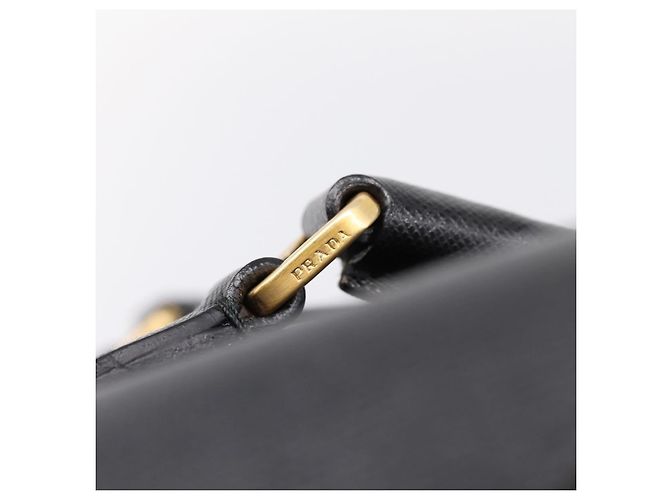 Borsa PRADA Saffiano Black Gold Tone Auth am12372SAM Nero - vista 8