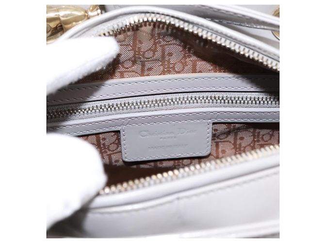 Borsa a Mano Christian Dior Lady Dior Vernice 2way Grigio Oro Auth BA14819SAM Marrone D'oro - vista 18