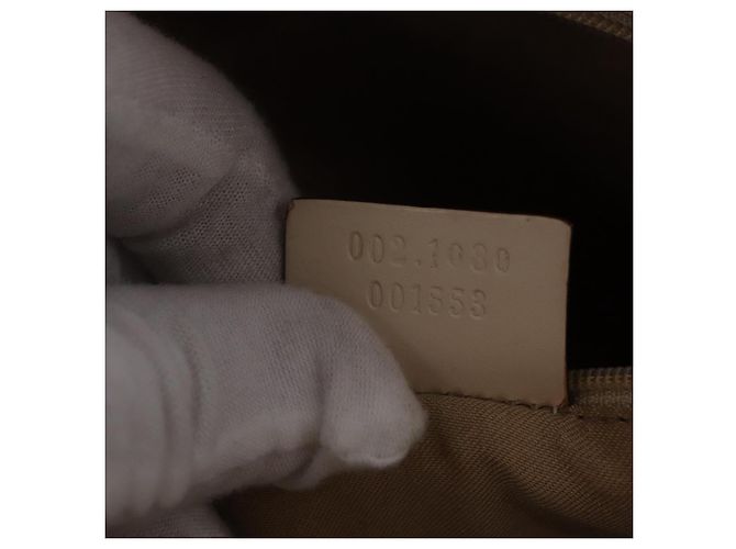 Borsa GUCCI GG Canvas Beige Silver 002 1080 Auth 198481 Argento - vista 12