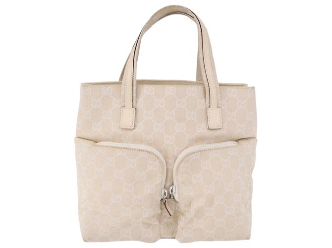 Borsa GUCCI GG Canvas Beige Silver 002 1080 Auth 198481 Argento - vista 13
