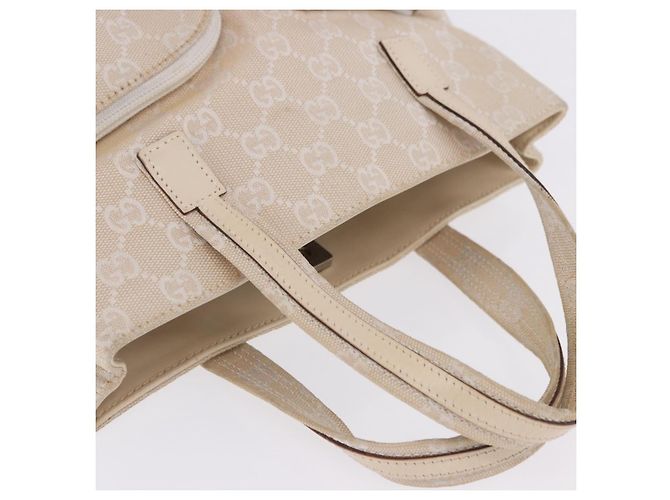 Borsa GUCCI GG Canvas Beige Silver 002 1080 Auth 198481 Argento - vista 7