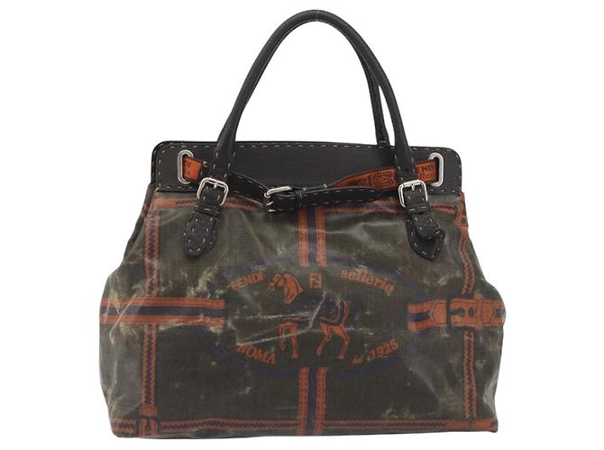 Borsa a mano FENDI Celeria Canvas Brown Silver 8BN156 Auth BA14857 Marrone Argento - vista 13