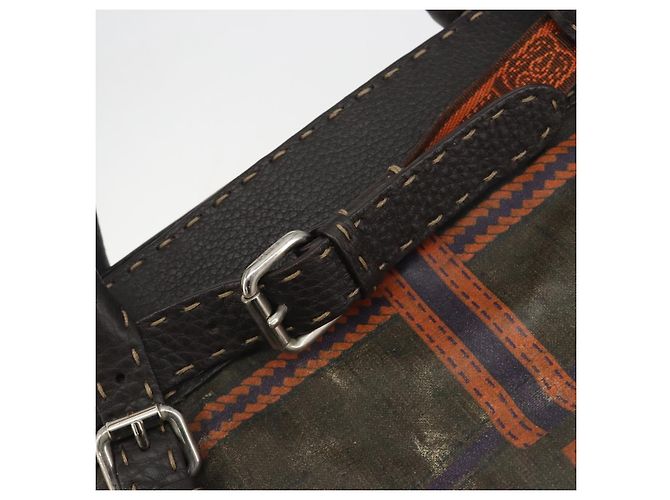 Borsa a mano FENDI Celeria Canvas Brown Silver 8BN156 Auth BA14857 Marrone Argento - vista 17