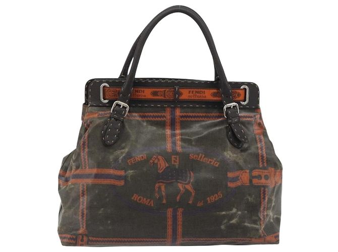Borsa a mano FENDI Celeria Canvas Brown Silver 8BN156 Auth BA14857 Marrone Argento - vista 2