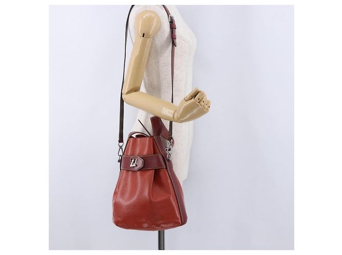 LOUIS VUITTON Epi Twist Bucket Shoulder Bag Red Silver M52927 LV Auth 196905 Argento Rosso - vista 24