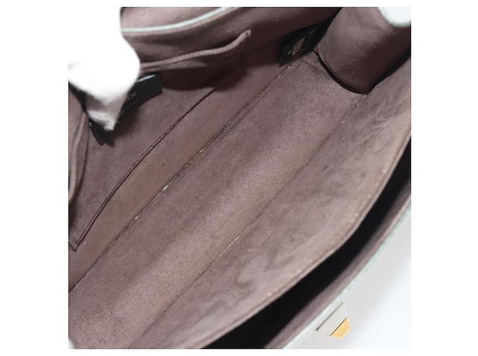Sac à épaule FENDI Canay Chain en cuir 2 voies Gris Argent 8BT283 Auth 198665M Marron Argenté - vue 10