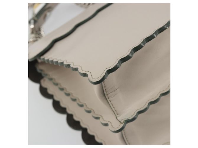 Sac à épaule FENDI Canay Chain en cuir 2 voies Gris Argent 8BT283 Auth 198665M Marron Argenté - vue 19