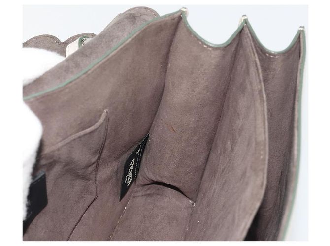 Sac à épaule FENDI Canay Chain en cuir 2 voies Gris Argent 8BT283 Auth 198665M Marron Argenté - vue 25