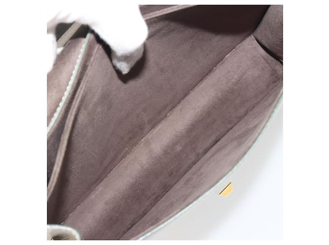 Sac à épaule FENDI Canay Chain en cuir 2 voies Gris Argent 8BT283 Auth 198665M Marron Argenté - vue 28