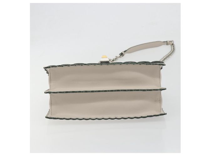 Sac à épaule FENDI Canay Chain en cuir 2 voies Gris Argent 8BT283 Auth 198665M Marron Argenté - vue 5