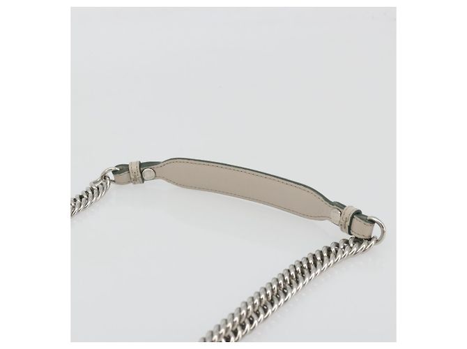 Sac à épaule FENDI Canay Chain en cuir 2 voies Gris Argent 8BT283 Auth 198665M Marron Argenté - vue 9